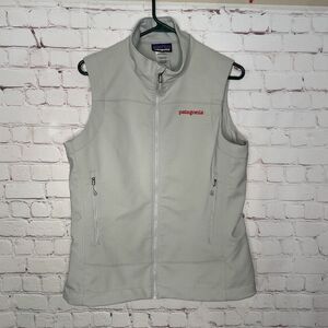 Patagonia Full Zip Camp Outdoors Hiking Vest Women Size L Gray/White
